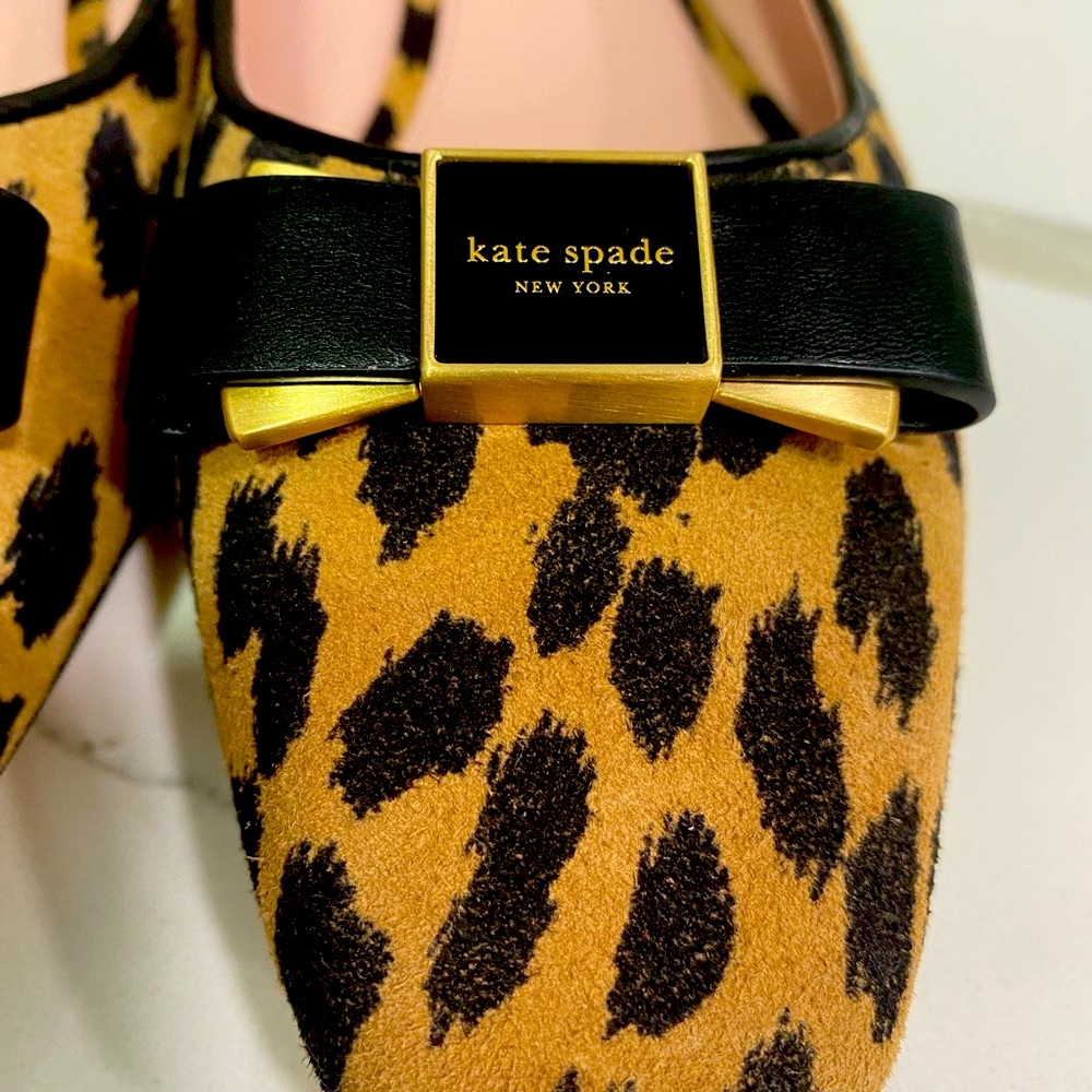 Kate Spade Leopard Print Flats with Black Bow